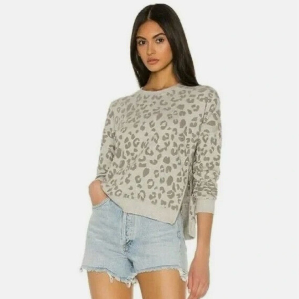 Rails $128 Marlo Leopard Print Side Zip Crewneck … - image 1